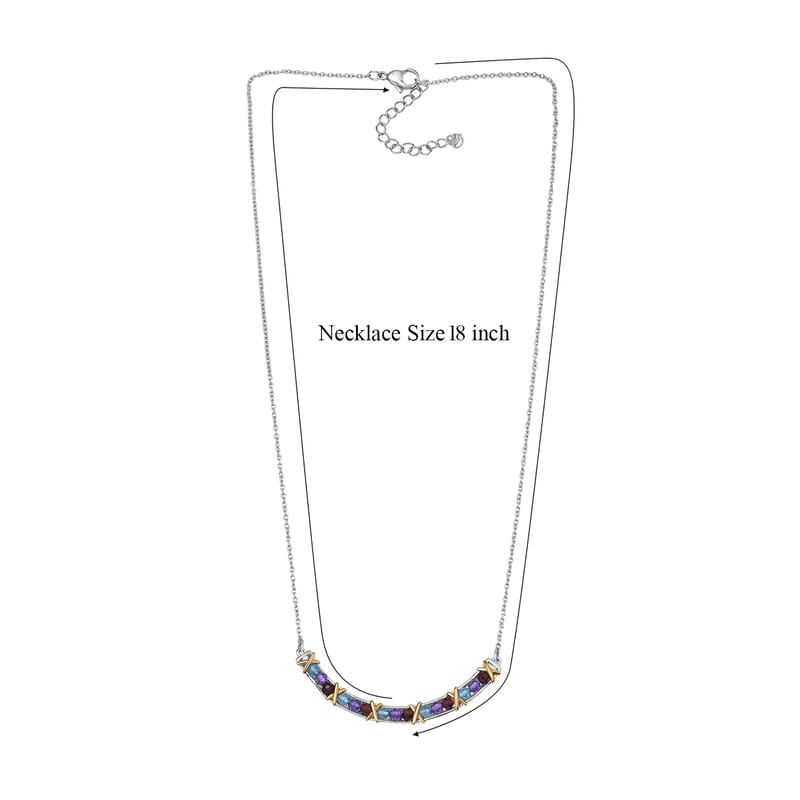 EverTrue Multi Gemstone 0.75 ctw Necklace in 18K YG Plated and Platinum Bond 18 Inches