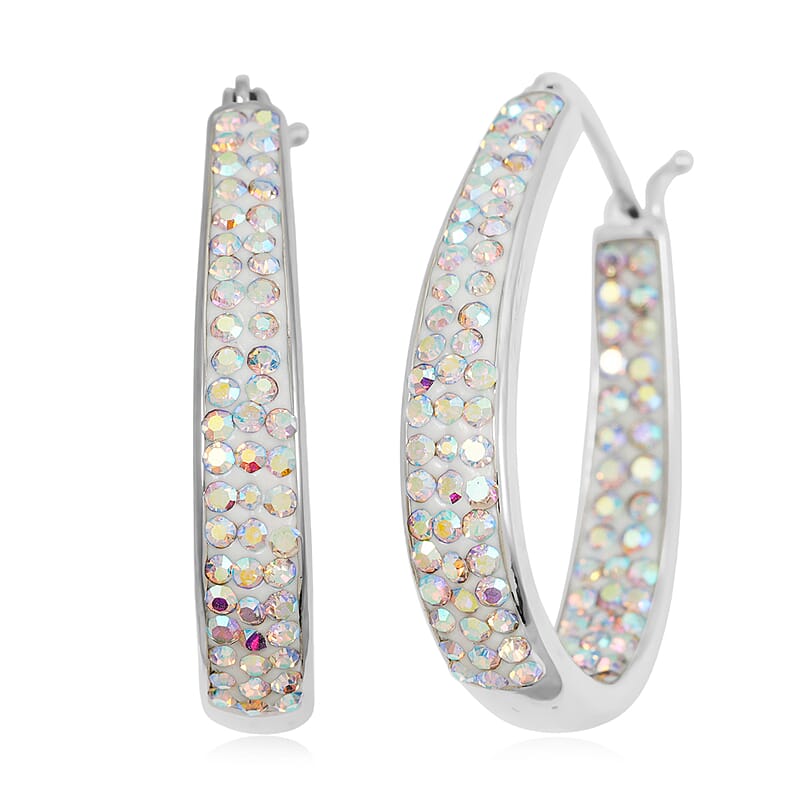 Simulated Diamond Earrings in Silvertone