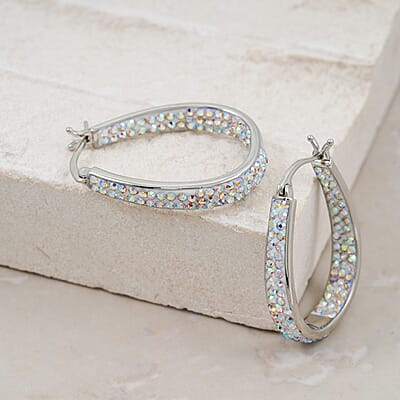Simulated Diamond Earrings in Silvertone