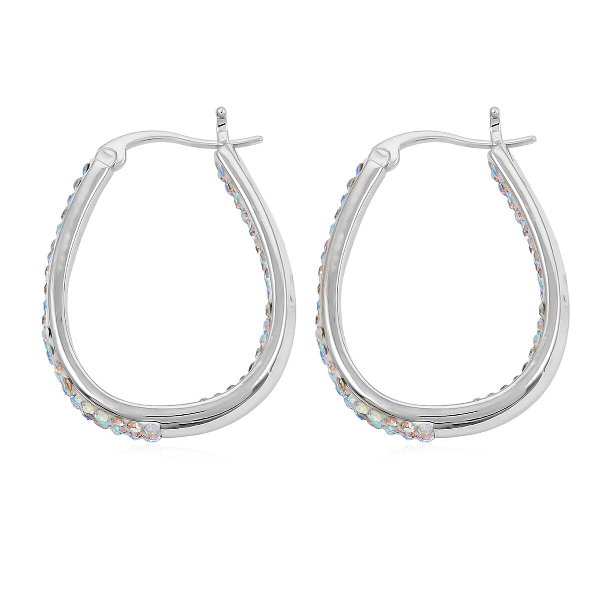 Simulated Diamond Earrings in Silvertone