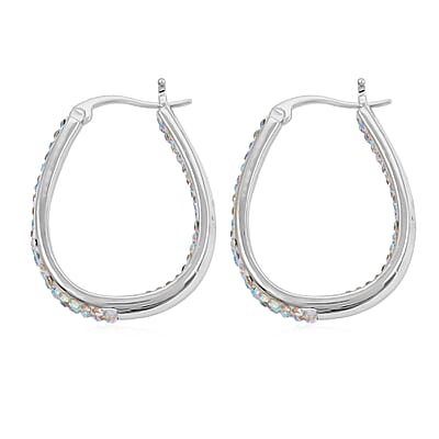 Simulated Diamond Earrings in Silvertone