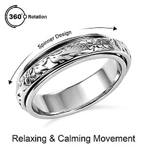 D'Joy Stackable Ring in Platinum Over Sterling Silver (Size 7.0) 4.30 Grams 