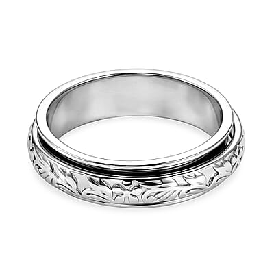 D'Joy Stackable Ring in Platinum Over Sterling Silver (Size 7.0) 4.30 Grams