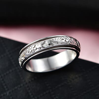 D'Joy Stackable Ring in Platinum Over Sterling Silver (Size 8.0) 4.30 Grams