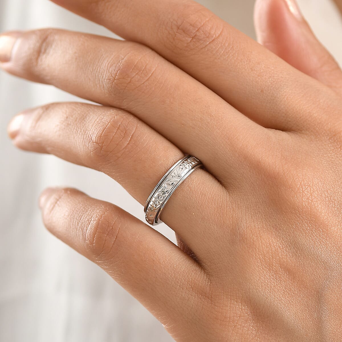 D'Joy Stackable Ring in Platinum Over Sterling Silver (Size 8.0) 4.30 Grams  image number 2