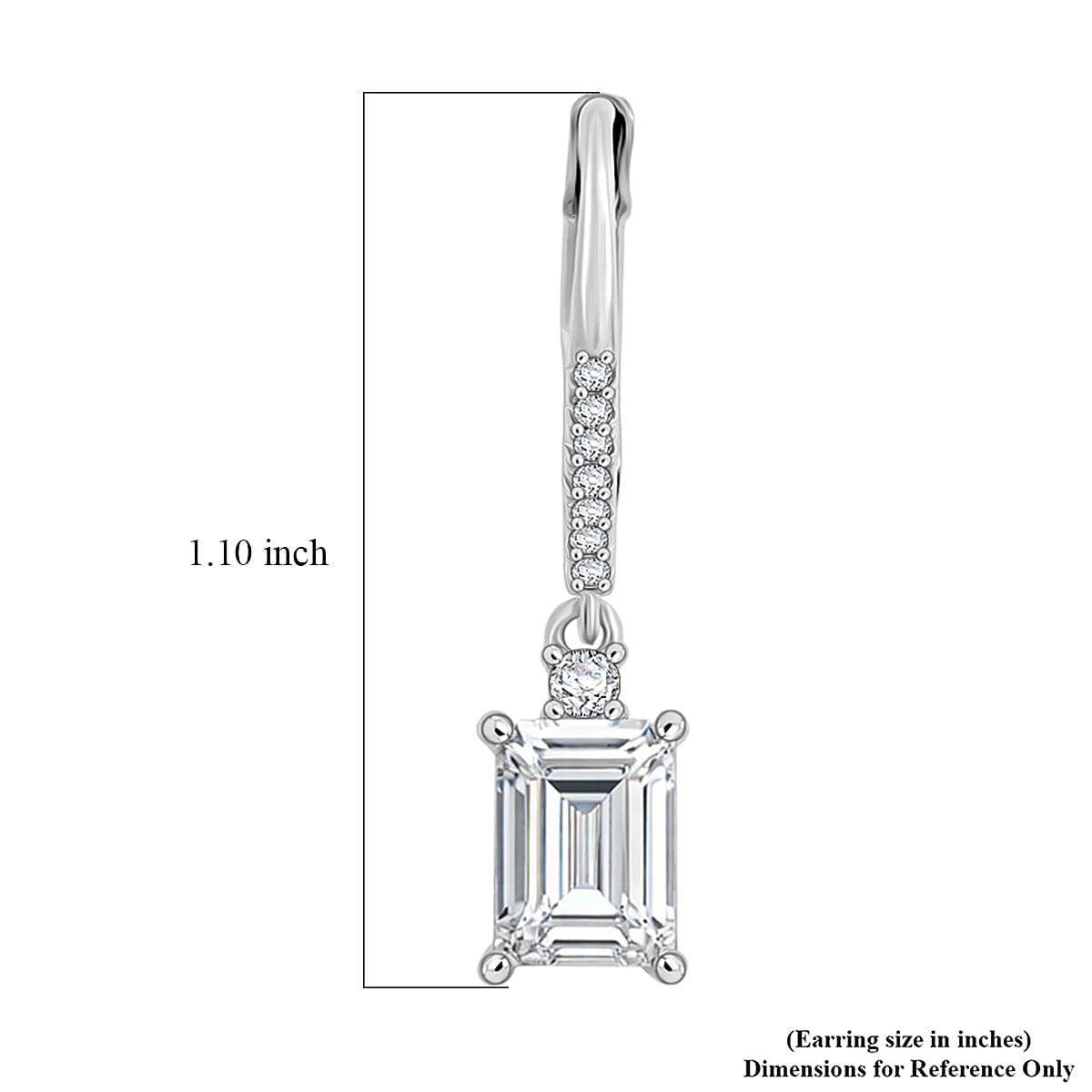 Simulated Diamond Lever Back Earrings in Silvertone