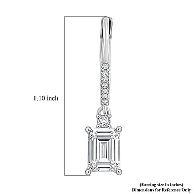 Simulated Diamond Lever Back Earrings in Silvertone