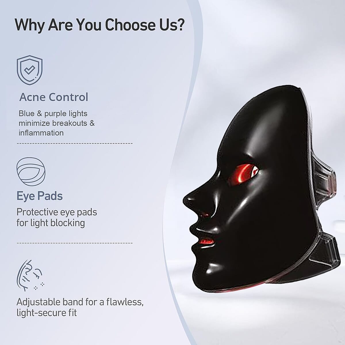 Pursonic Black 7-in-1 LED Light Therapy Face Mask image number 3