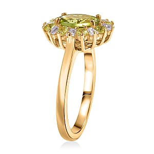 EverTrue Hebei Peridot and Moissanite 2.00 ctw Ring in 18K Yellow Gold Plated (Size 8.0)