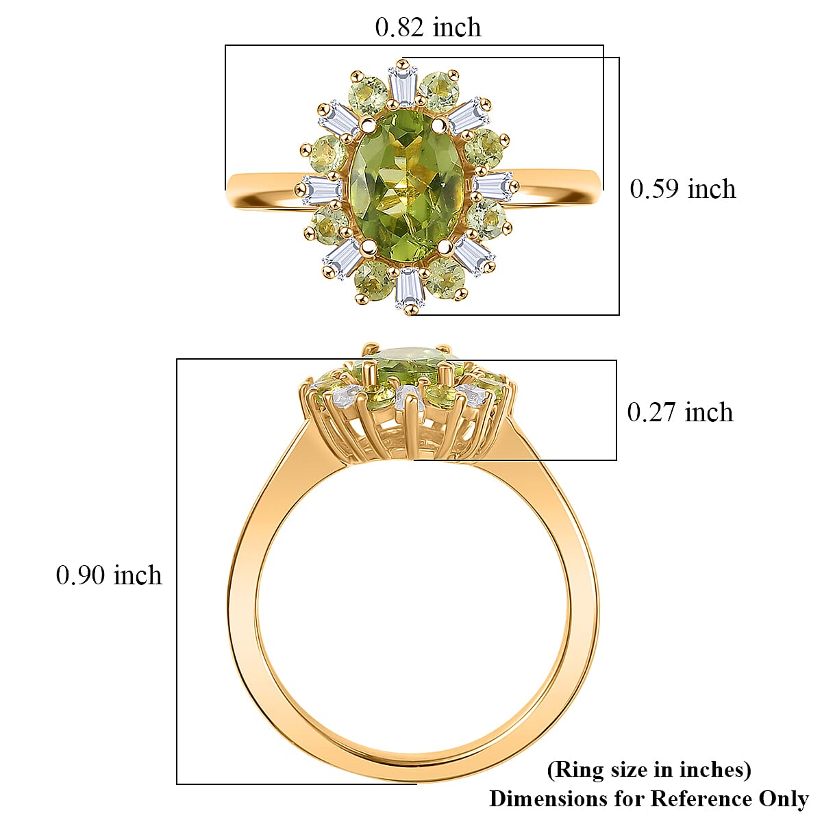 EverTrue Hebei Peridot and Moissanite 2.00 ctw Ring in 18K Yellow Gold Plated (Size 9.0) image number 5