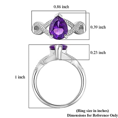 D'Joy African Amethyst 1.50 ctw Infinity Ring in Platinum Over Sterling Silver (Size 5.0)