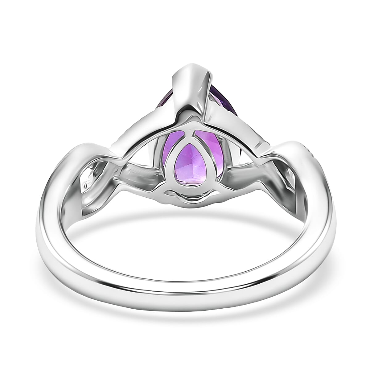 D'Joy African Amethyst 1.50 ctw Infinity Ring in Platinum Over Sterling Silver (Size 6.0) image number 4