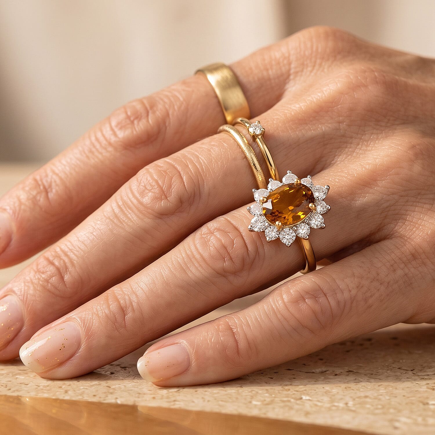 Certified & Apprasied AAA Sava Sphene and Luxuriant Lab Grown Diamond G-H SI 2.96 ctw Ring in 10K Yellow Gold (Size 10.0)