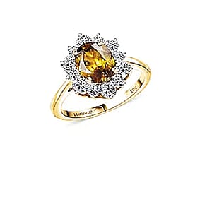 Certified & Apprasied AAA Platinum Sphene and Luxuriant Lab Grown Diamond G-H SI 2.96 ctw Ring in 10K Yellow Gold (Size 6.0)