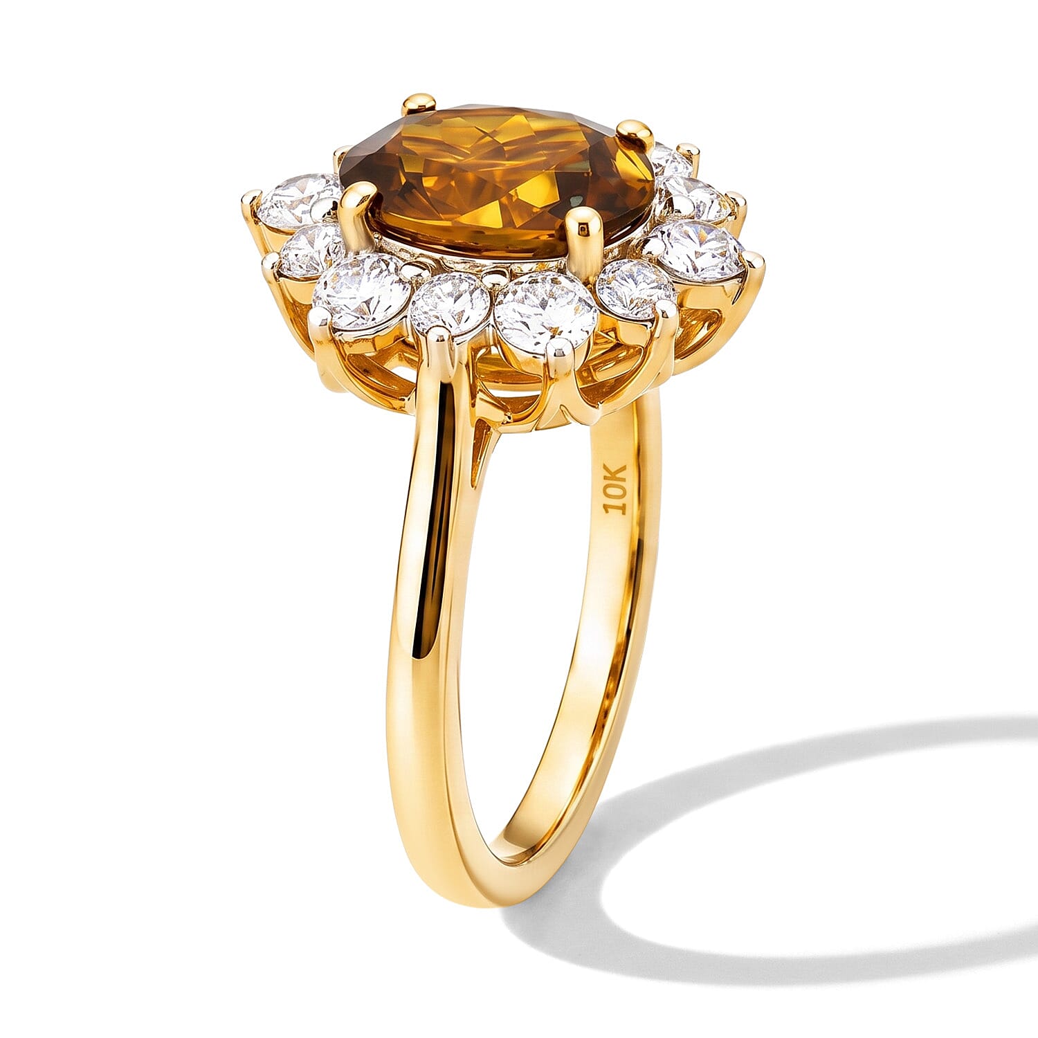 Certified & Appraised AAA Sava Sphene and Luxuriant Lab Grown Diamond G-H SI 2.96 ctw Ring in 10K Yellow Gold (Size 6.0)