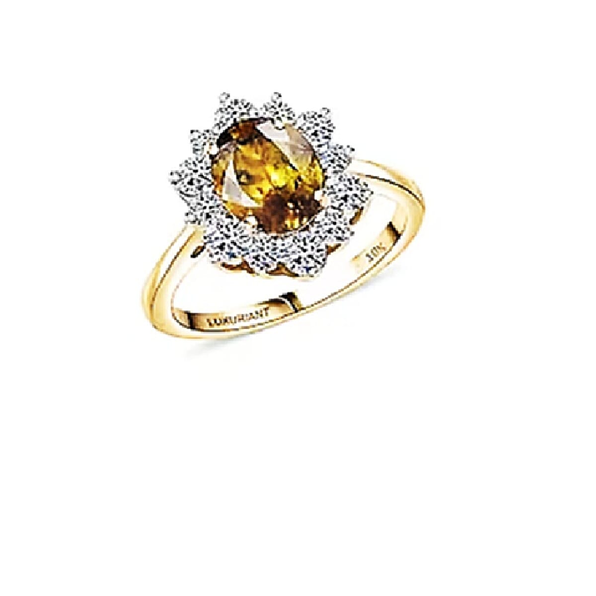 Certified & Apprasied AAA Sava Sphene and Luxuriant Lab Grown Diamond G-H SI 2.96 ctw Ring in 10K Yellow Gold (Size 7.0) image number 1