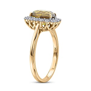 Certified & Apprasied AAA Sava Sphene and Luxuriant Lab Grown Diamond G-H SI 3.24 ctw Ring in 10K Yellow Gold (Size 10.0)