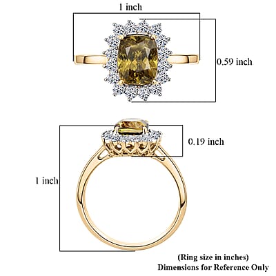 Certified & Appraised AAA Platinum Sphene and Luxuriant Lab Grown Diamond G-H SI 3.24 ctw Ring in 10K Yellow Gold (Size 10.0)