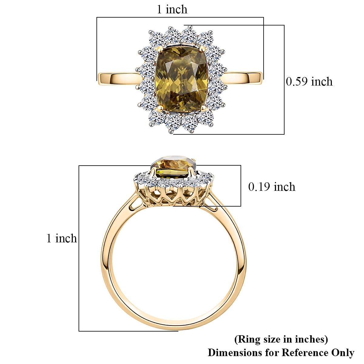 Certified & Appraised AAA Platinum Sphene and Luxuriant Lab Grown Diamond G-H SI 3.24 ctw Ring in 10K Yellow Gold (Size 6.0) image number 5