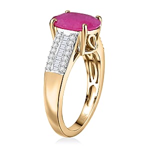 Luxoro AAA Mozambique Ruby and Diamond I2 3.40 ctw Royal Bloodline Ring in 10K Yellow Gold (Size 6.0) (Del. in 10-12 Days)