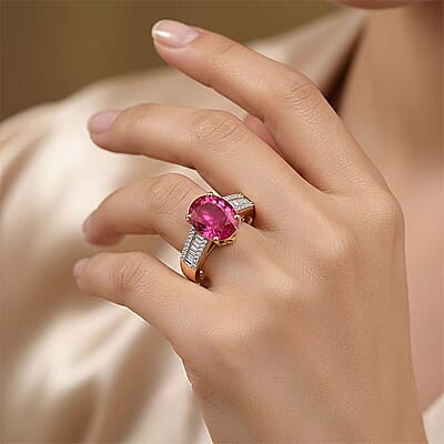 Luxoro AAA Mozambique Ruby and Diamond I2 3.40 ctw Royal Bloodline Ring in 10K Yellow Gold (Size 7.0)