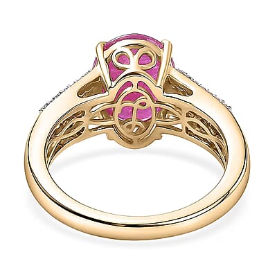 Luxoro AAA Mozambique Ruby and Diamond I2 3.40 ctw Royal Bloodline Ring in 10K Yellow Gold (Size 8.0)
