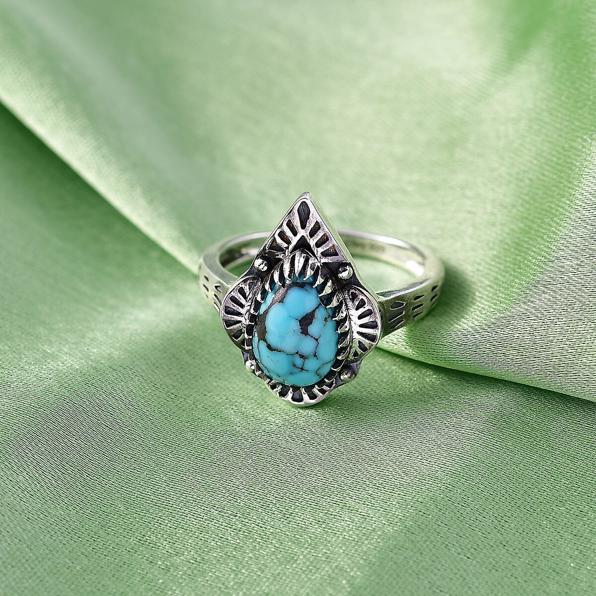 D'Joy Artisan Crafted Premium Blue Moon Turquoise 1.80 ctw Ring in Sterling Silver (Size 10.0) image number 1