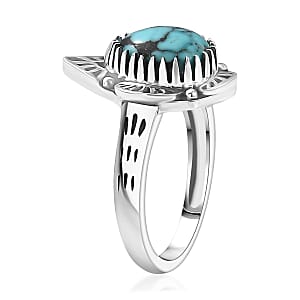 D'Joy Artisan Crafted Premium Blue Moon Turquoise 1.80 ctw Ring in Sterling Silver (Size 10.0)