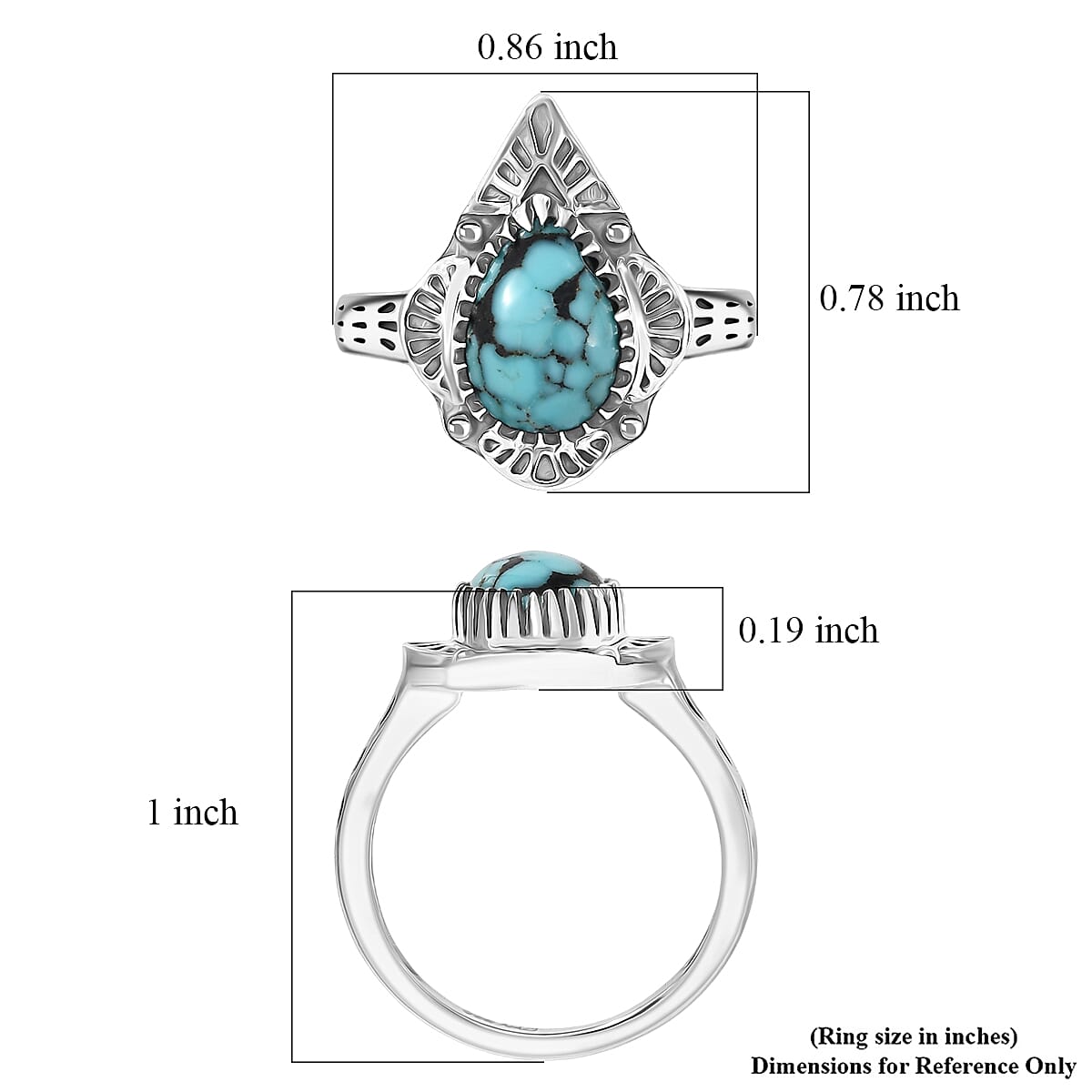 D'Joy Artisan Crafted Premium Blue Moon Turquoise 1.80 ctw Ring in Sterling Silver (Size 10.0) image number 5