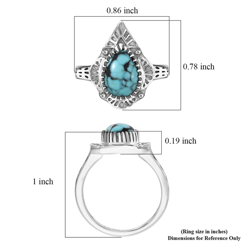 D'Joy Artisan Crafted Premium Blue Moon Turquoise 1.80 ctw Ring in Sterling Silver (Size 10.0)