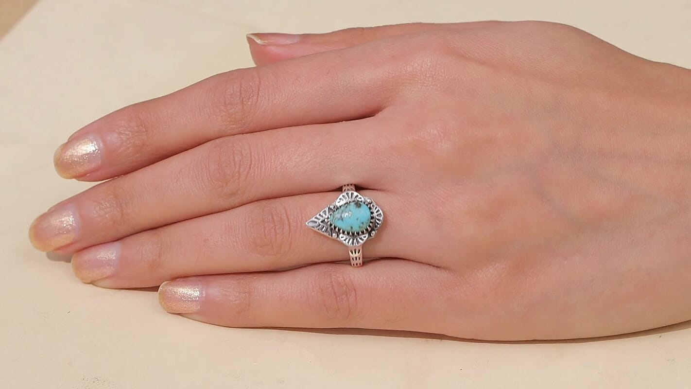 D'Joy Artisan Crafted Premium Blue Moon Turquoise Ring in Sterling Silver (Size 10.0) 1.80 ctw