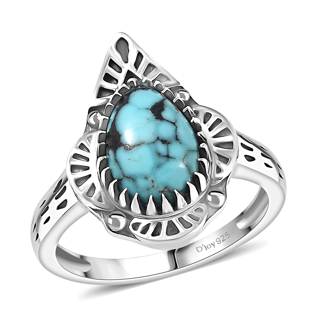 D'Joy Artisan Crafted Premium Blue Moon Turquoise Ring in Sterling Silver (Size 10.0) 1.80 ctw