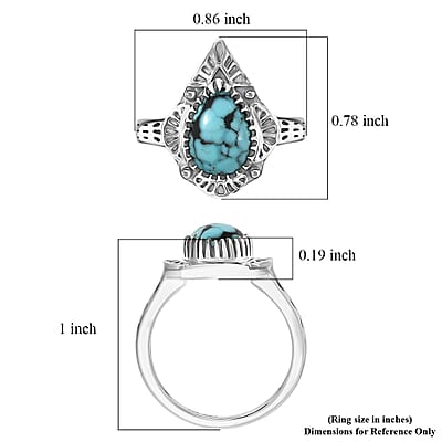 D'Joy Artisan Crafted Premium Blue Moon Turquoise 1.80 ctw Ring in Sterling Silver (Size 8.0)