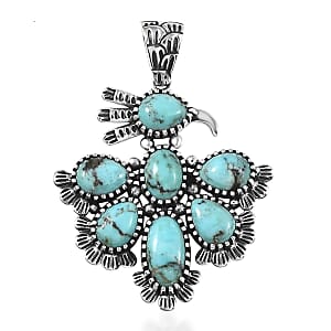 D'Joy Artisan Crafted Premium Blue Moon Turquoise 5.30 ctw Pendant without Chain in Sterling Silver
