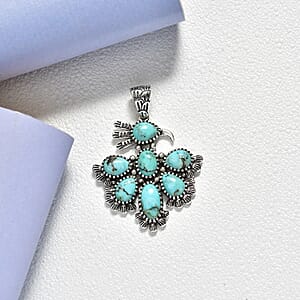 D'Joy Artisan Crafted Premium Blue Moon Turquoise 5.30 ctw Pendant without Chain in Sterling Silver