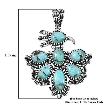 D'Joy Artisan Crafted Premium Blue Moon Turquoise 5.30 ctw Pendant without Chain in Sterling Silver