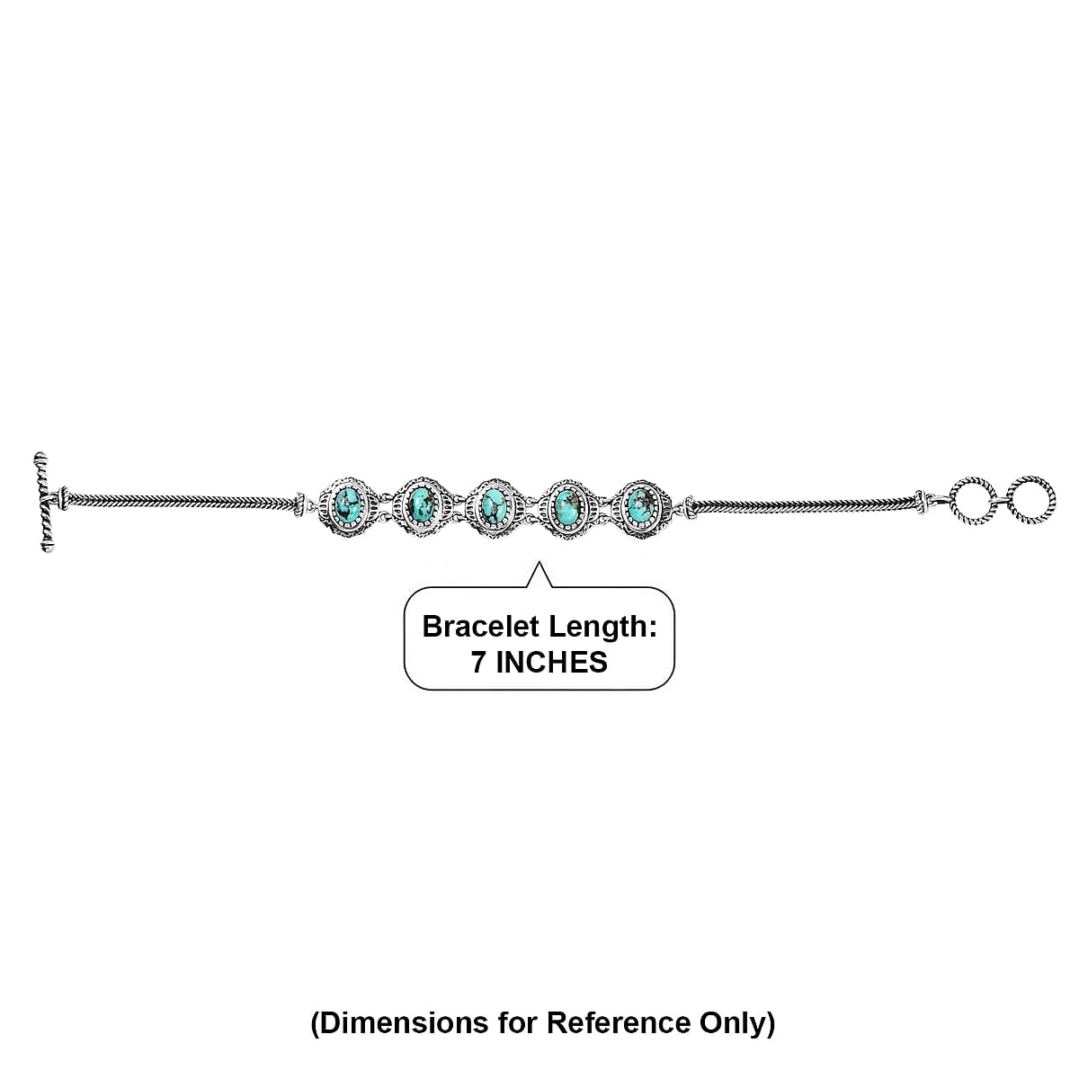 D'Joy Artisan Crafted Premium Blue Moon Turquoise 3.40 ctw Bracelet in Sterling Silver (7.25 In) image number 4