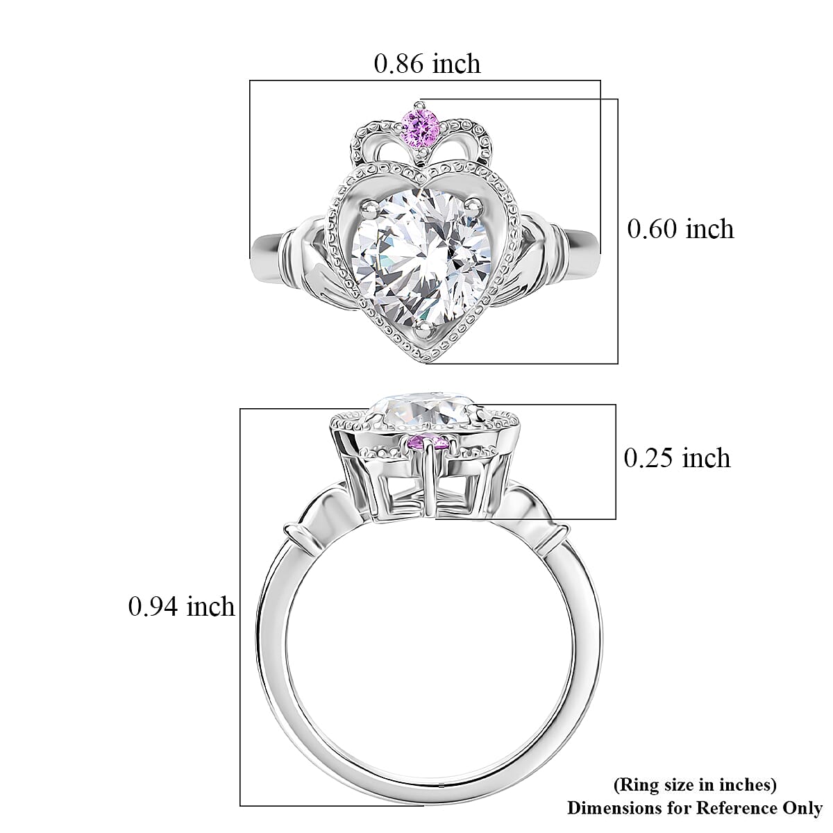 D'Joy Moissanite and Madagascar Pink Sapphire 1.85 ctw Ring in Rhodium Over Sterling Silver (Size 6.0)