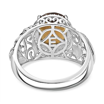 EverTrue Autumn Alexite and White Zircon 4.90 ctw Maple Majesty Ring in 18K YG Plated and Platinum Bond (Size 11.0)