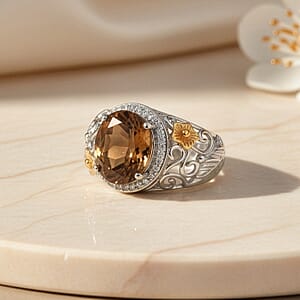EverTrue Autumn Alexite and White Zircon 4.90 ctw Maple Majesty Ring in 18K YG Plated and Platinum Bond (Size 5.0) (Del. in 10-12 Days)