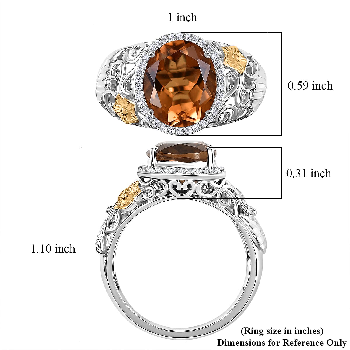 EverTrue Autumn Alexite and White Zircon 4.90 ctw Maple Majesty Ring in 18K YG Plated and Platinum Bond (Size 9.0) (Del. in 10-12 Days) image number 5