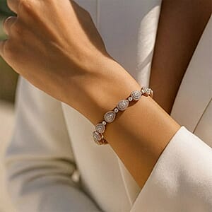 D'Joy Natural Pink and White Diamond I3 2.50 ctw Endless Love Drop Bracelet in 18K Vermeil Rose Gold Over Sterling Silver (7.25 In) (Del. in 7-10 Days)