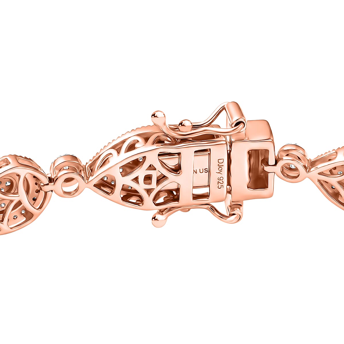 D'Joy Natural Pink and White Diamond I3 2.50 ctw Endless Love Drop Bracelet in 18K Vermeil Rose Gold Over Sterling Silver (7.25 In) (Del. in 7-10 Days) image number 3