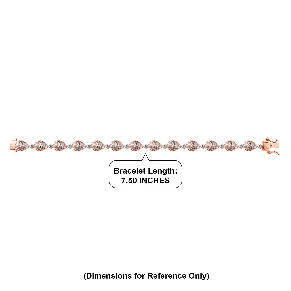 D'Joy Natural Pink and White Diamond I3 2.50 ctw Endless Love Drop Bracelet in 18K Vermeil Rose Gold Over Sterling Silver (7.25 In) (Del. in 7-10 Days) image number 4