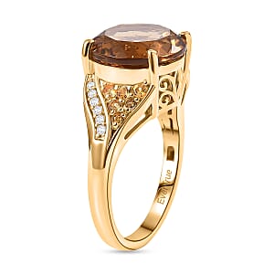 EverTrue Autumn Alexite and Multi Gemstone 6.50 ctw Golden Blaze Round Ring in 18K YG Plated (Size 10.0)