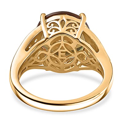 EverTrue Autumn Alexite and Multi Gemstone 6.50 ctw Golden Blaze Round Ring in 18K YG Plated (Size 11.0)