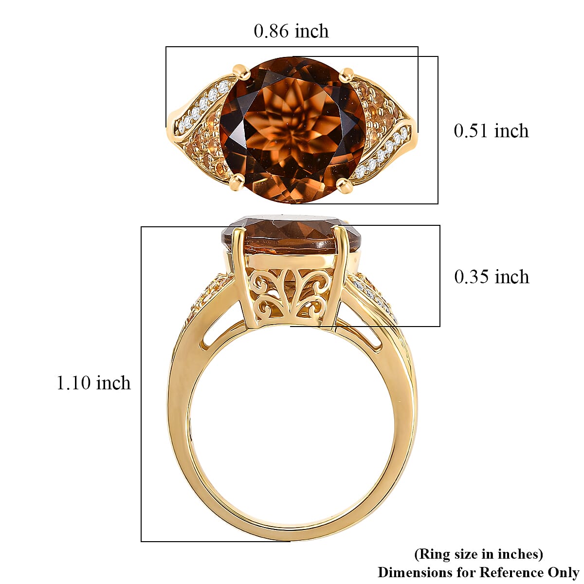 EverTrue Autumn Alexite and Multi Gemstone 6.50 ctw Golden Blaze Round Ring in 18K YG Plated (Size 11.0) (Del. in 10-12 Days) image number 5
