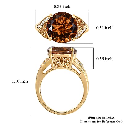 EverTrue Autumn Alexite and Multi Gemstone 6.50 ctw Golden Blaze Round Ring in 18K YG Plated (Size 11.0)