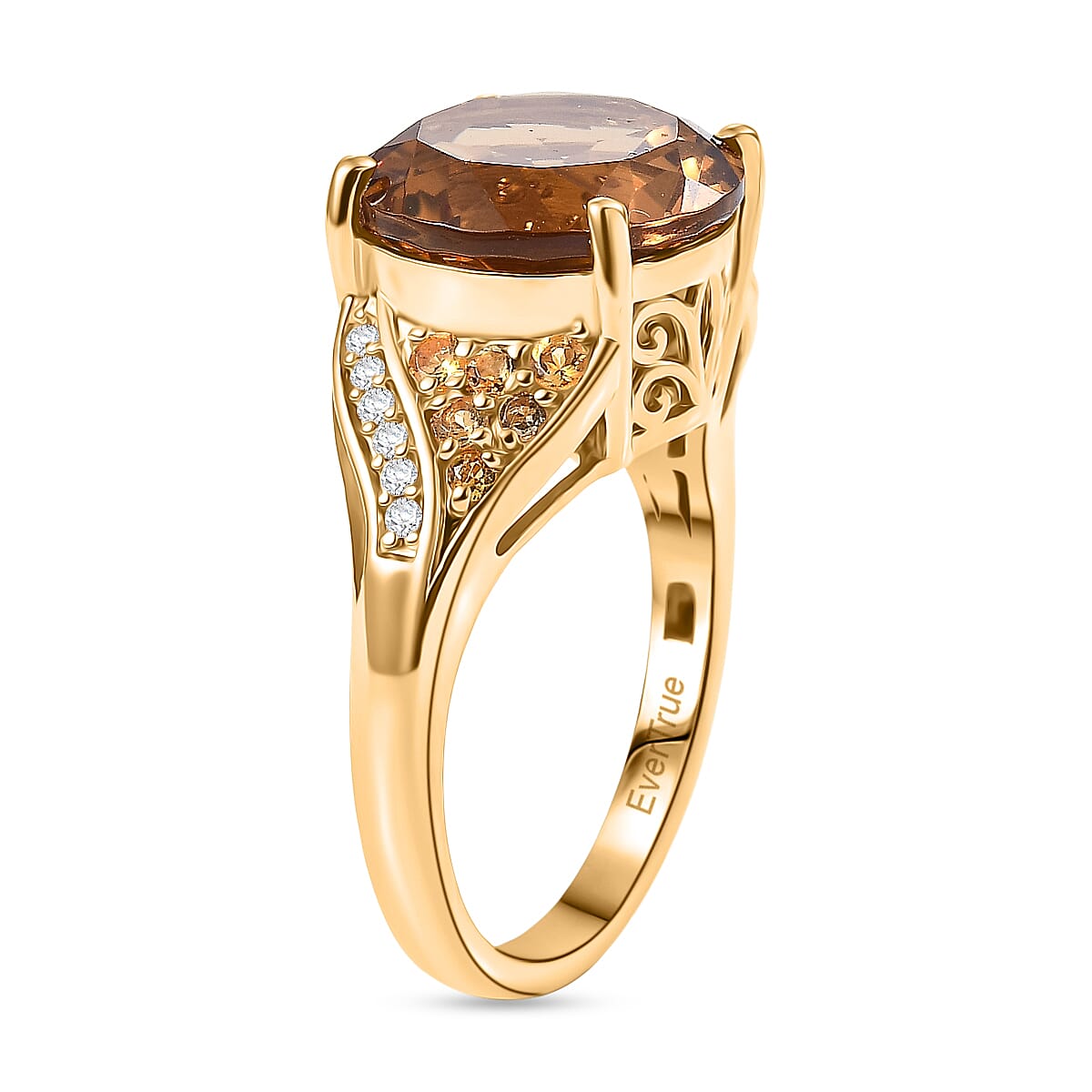 EverTrue Autumn Alexite and Multi Gemstone 6.50 ctw Golden Blaze Round Ring in 18K YG Plated (Size 7.0) (Del. in 10-12 Days) image number 3