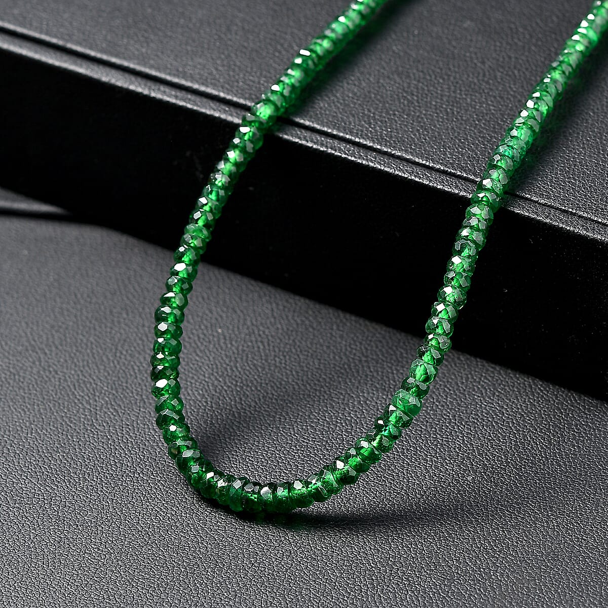 Certified & Appraised Rhapsody AAAA Tsavorite Garnet 58.00 ctw Necklace in 950 Platinum 18 Inches (Del. in 10-12 Days) image number 1